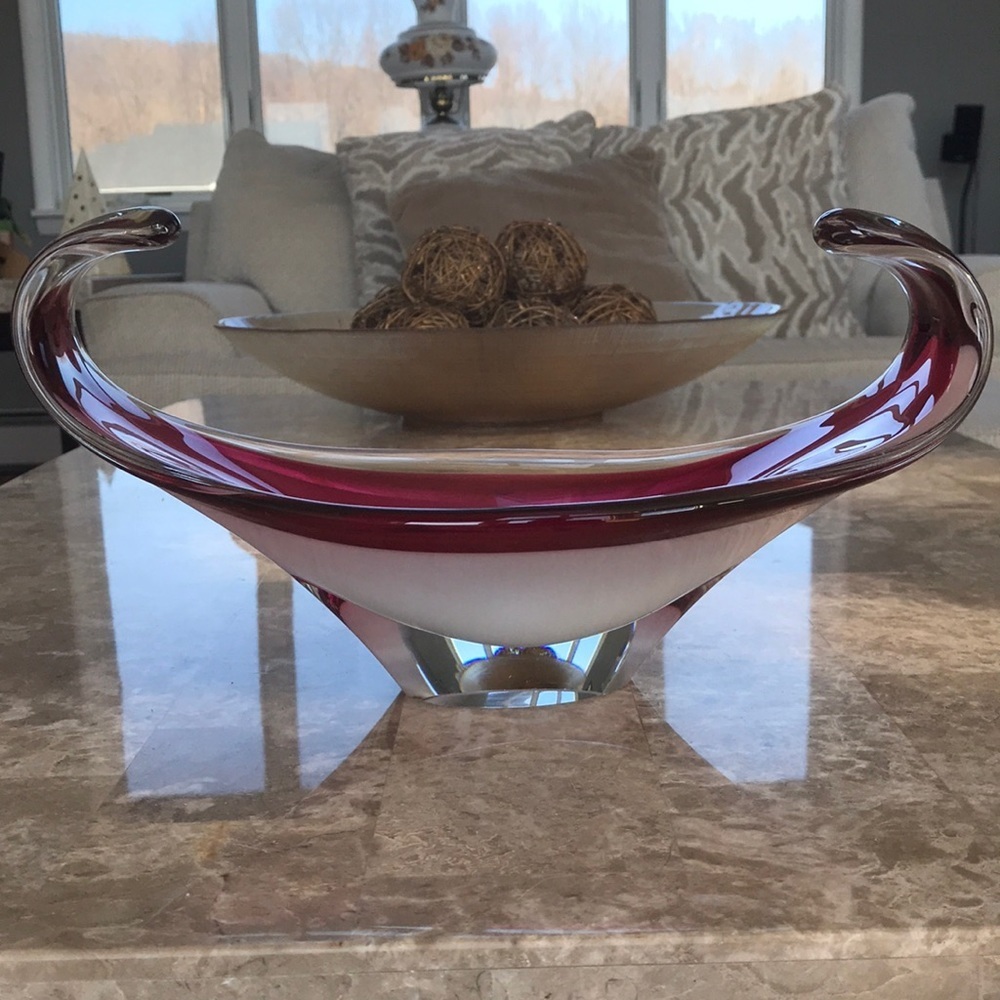 Swedish Paul Kedelv Coquille Glass Bowl, 1950โs.